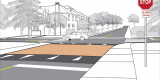 Un passage pour piétons marqué à une intersection ou à mi-pâté construit à un niveau plus élevé que la chaussée adjacente.