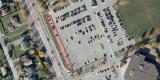 Aerial photo of winter parking location at Ray Friel Recreation Centre – 1585 Tenth Line Road