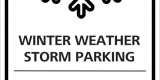 Winter weather storm parking sign