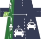 Southbound cyclists turning right should first turn into the bike box on the left to wait for the light to continue westbound.