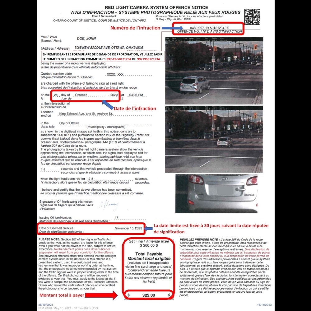Où trouver le numéro de la contravention ou de l'infraction? - Exemples ...